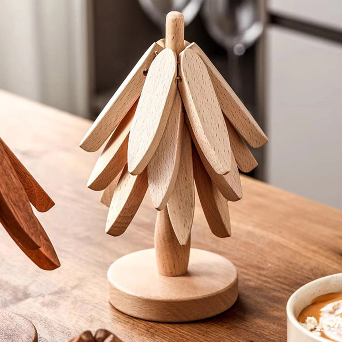 4 - Pack Handcrafted Walnut Wood Coffee CoastersUtensils for Coffee