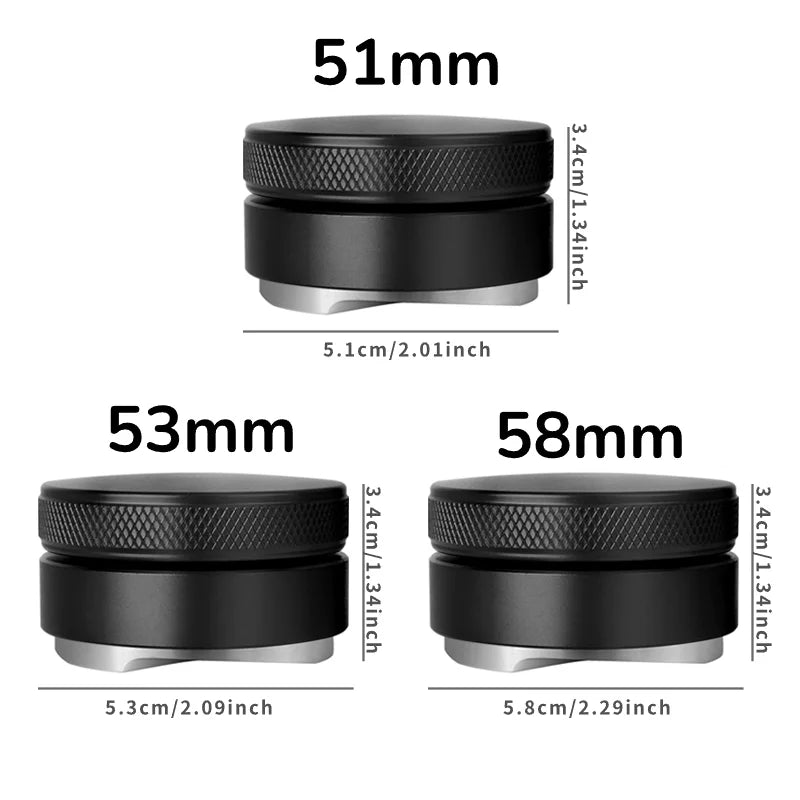 Adjustable Black Palm Coffee Tamper with 3 Angled Slopes (3 sizes)