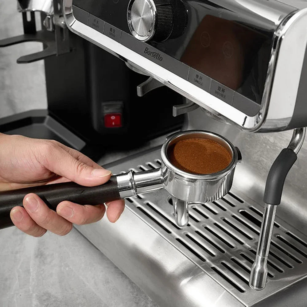 Walnut - 58mm Double Spout Coffee Portafilter with 3 Ears