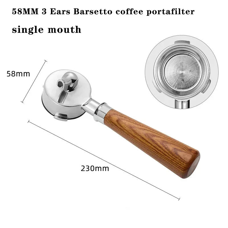 Walnut - 58mm Single Spout Coffee Portafilter with 3 Ears