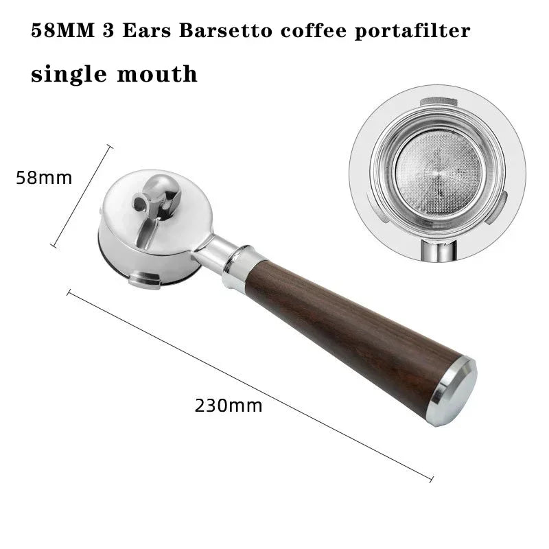 Ebony - 58mm Single Spout Coffee Portafilter with 3 Ears