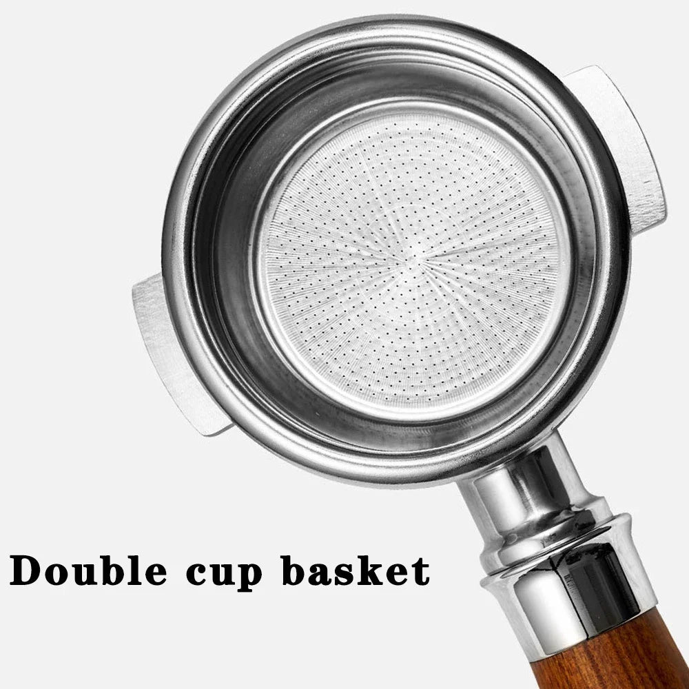 Black - 58mm Double Spout Coffee Portafilter with 2 Ears