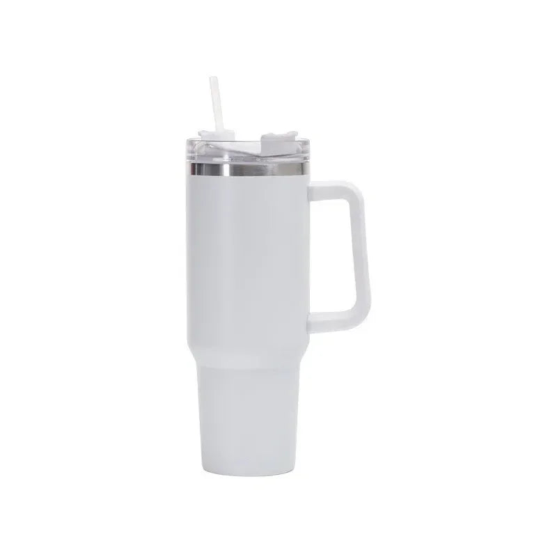 White Thermal Coffee Tumbler with Handle