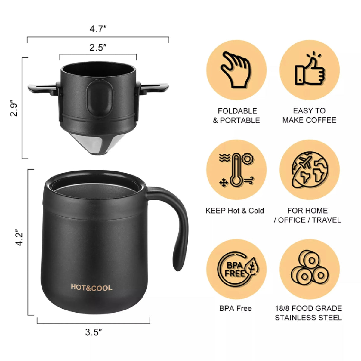 Black Portable Coffee FilterUtensils for Coffee