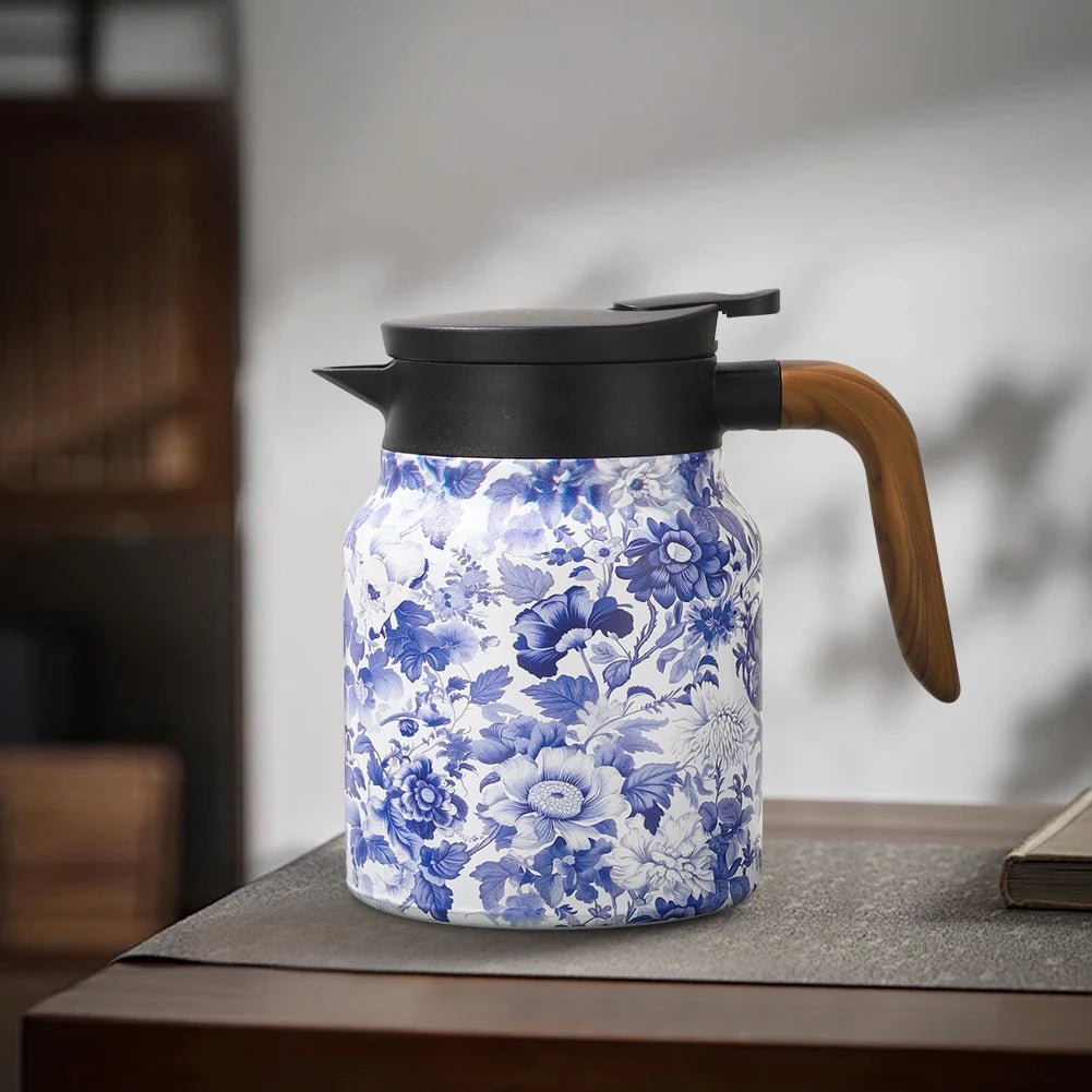 Blue Floral Print Vintage Thermal Coffee CarafeUtensils for Coffee