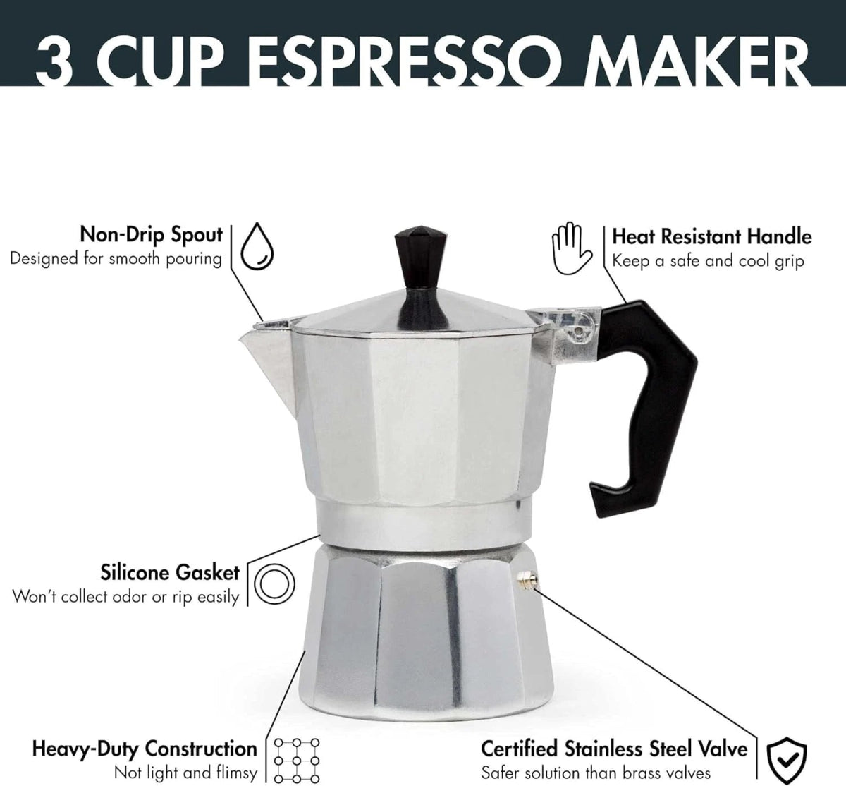 Classic Aluminium Moka Pot (5 Sizes)Utensils for Coffee