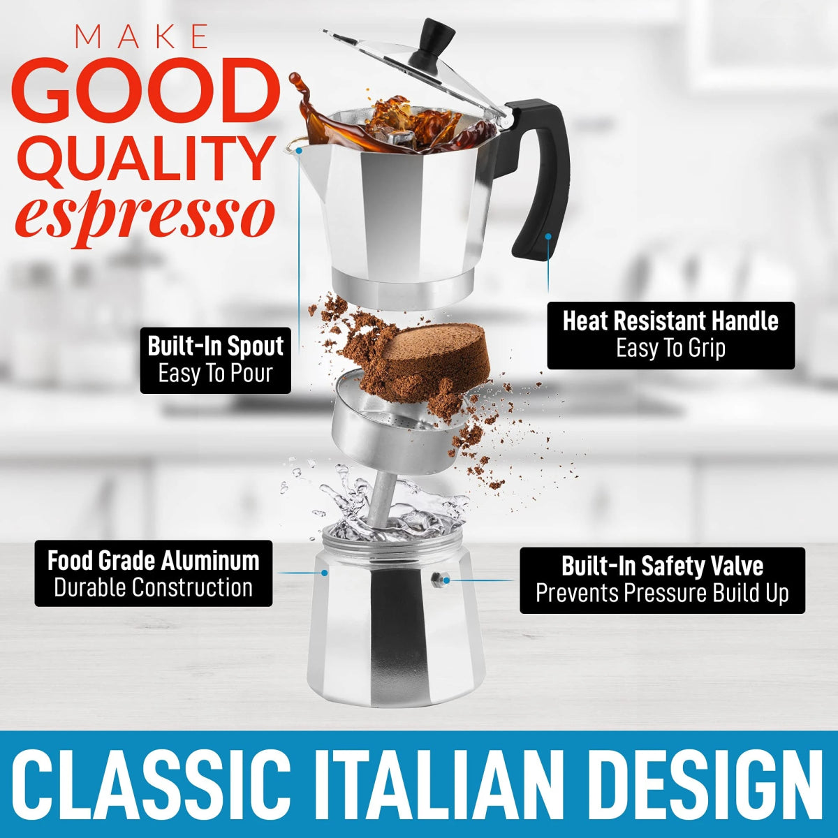 Classic Aluminium Moka Pot (5 Sizes)Utensils for Coffee