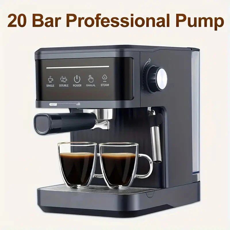 Compact 20 - Bar Stainless Steel Espresso Machine in Black Color with Automatic Milk FrotherUtensils for Coffee