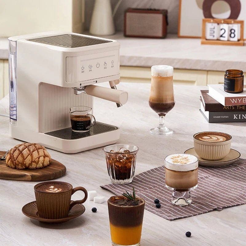 Compact 20 - Bar Stainless Steel Espresso Machine in Ivory Color with Automatic Milk FrotherUtensils for Coffee