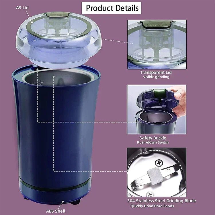 Compact Blue Electric Blade Coffee GrinderUtensils for Coffee