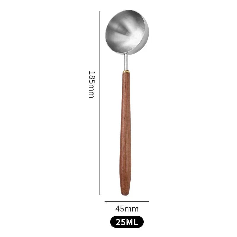 Elegant Stainless Steel Scoop with Wooden Handle (3 Sizes)Utensils for Coffee