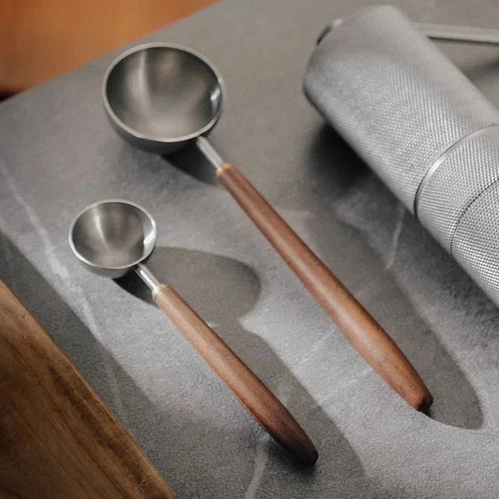 Elegant Stainless Steel Scoop with Wooden Handle (3 Sizes)Utensils for Coffee