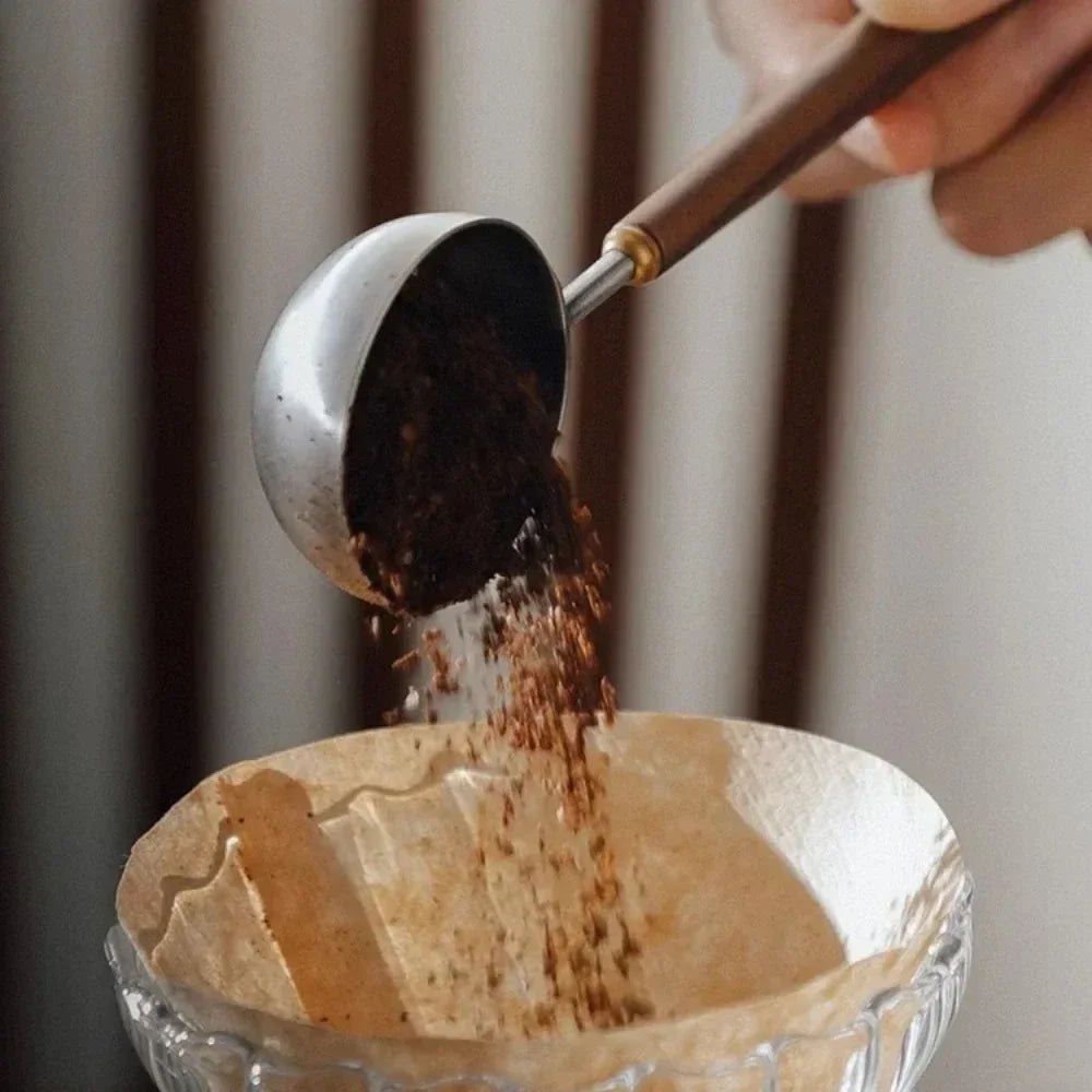 Elegant Stainless Steel Scoop with Wooden Handle (3 Sizes)Utensils for Coffee