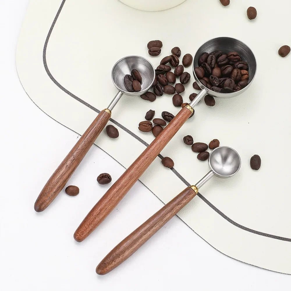 Elegant Stainless Steel Scoop with Wooden Handle (3 Sizes)Utensils for Coffee