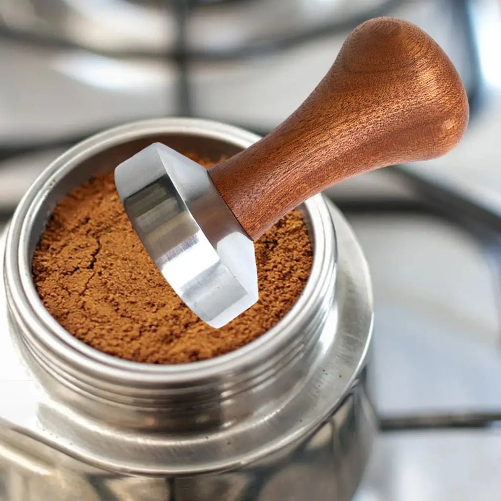 Espresso Coffee Tamper - Aluminum with Brown Wood Handle (3 Sizes)Utensils for Coffee