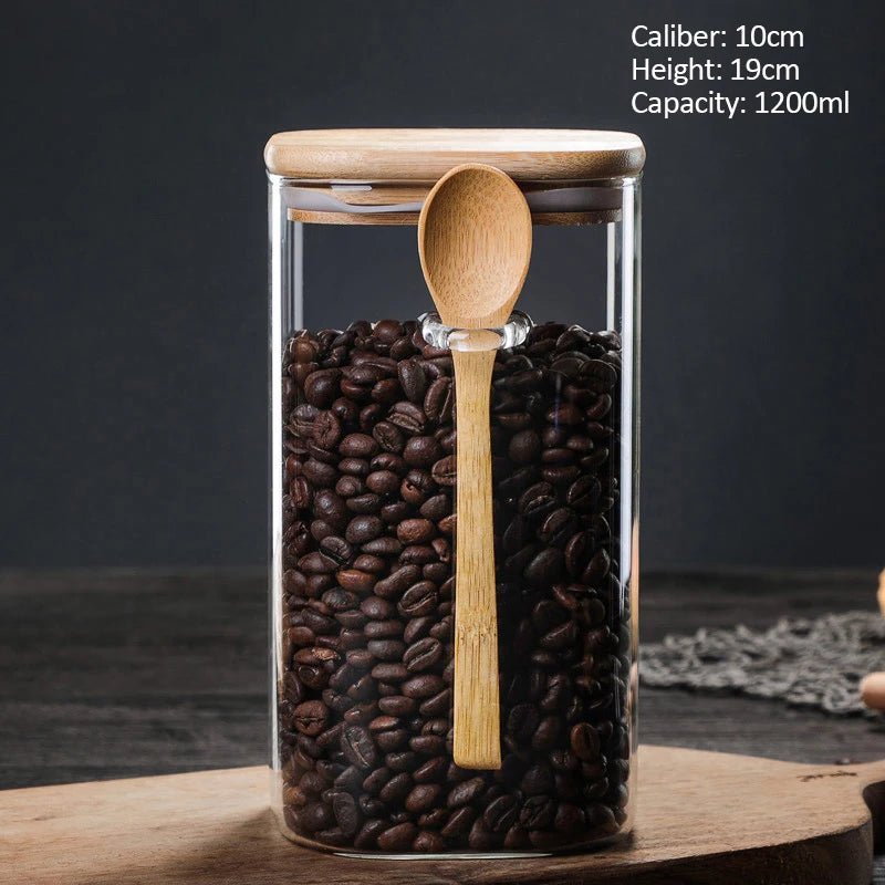 Glass Jar with Wooden Lid for Coffee Storage (3 Sizes)Utensils for Coffee