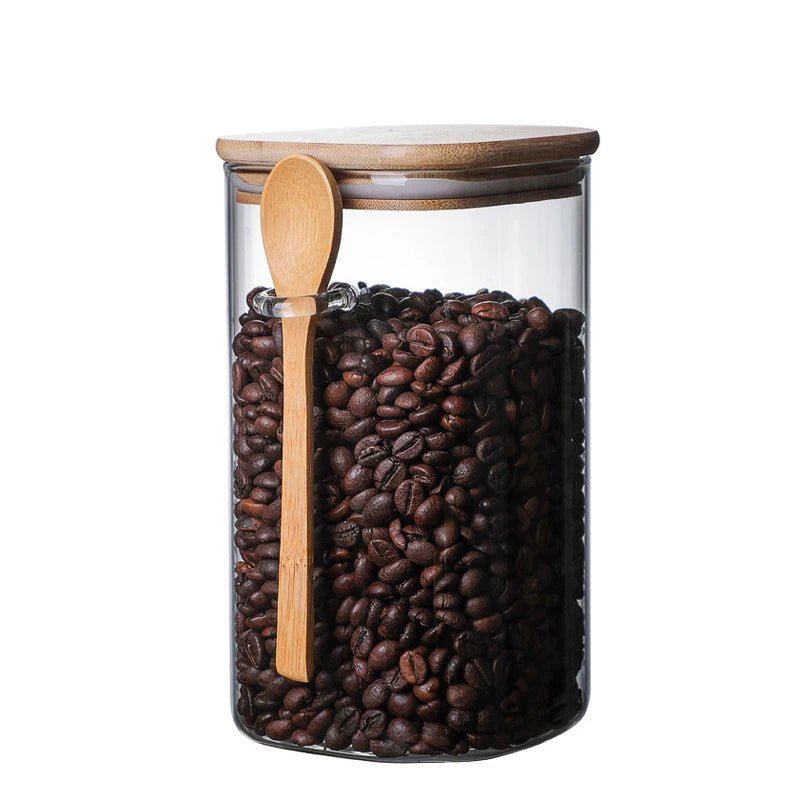 Glass Jar with Wooden Lid for Coffee Storage (3 Sizes)Utensils for Coffee