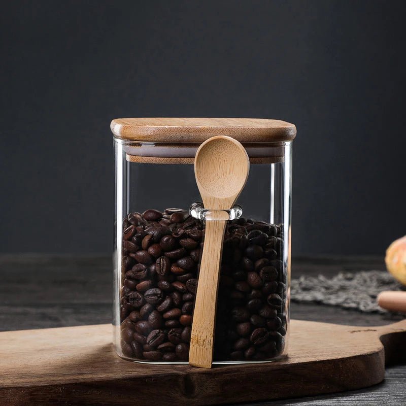 Glass Jar with Wooden Lid for Coffee Storage (3 Sizes)Utensils for Coffee