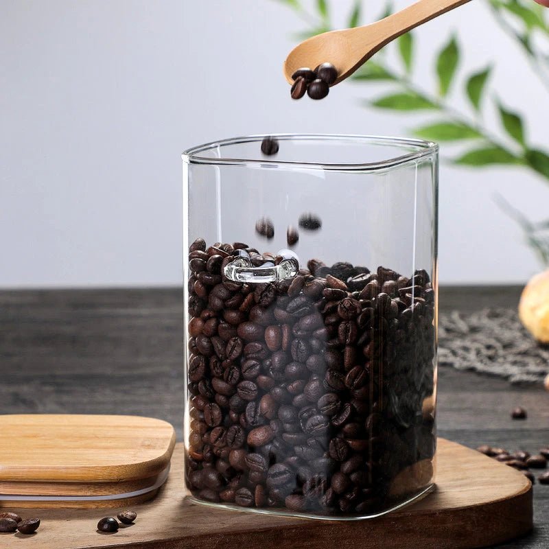 Glass Jar with Wooden Lid for Coffee Storage (3 Sizes)Utensils for Coffee
