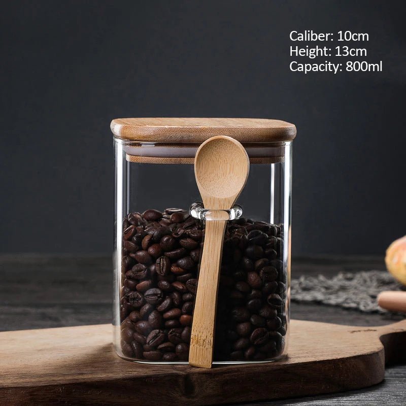 Glass Jar with Wooden Lid for Coffee Storage (3 Sizes)Utensils for Coffee