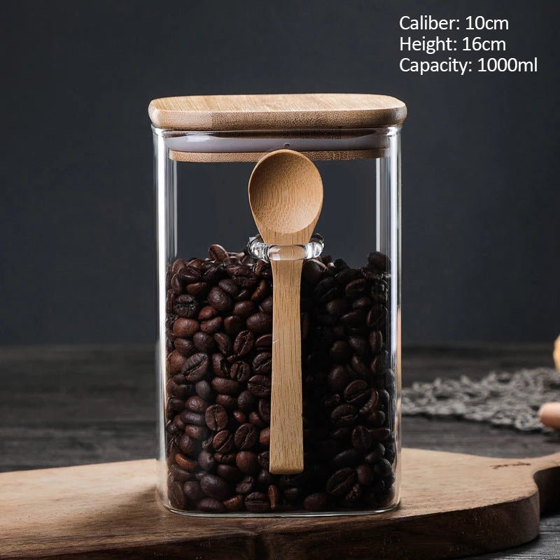 Glass Jar with Wooden Lid for Coffee Storage (3 Sizes)Utensils for Coffee