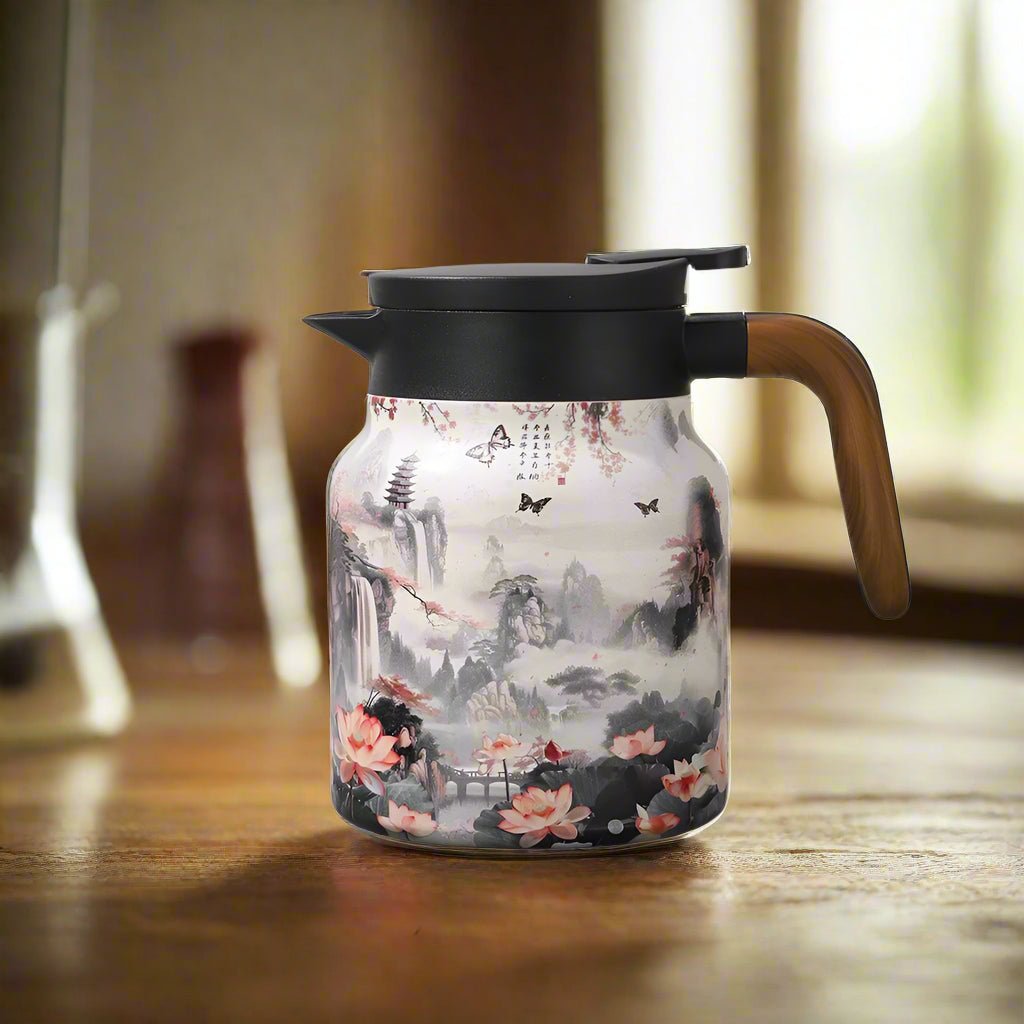 Japanese Landscape Print Vintage Thermal Coffee CarafeUtensils for Coffee