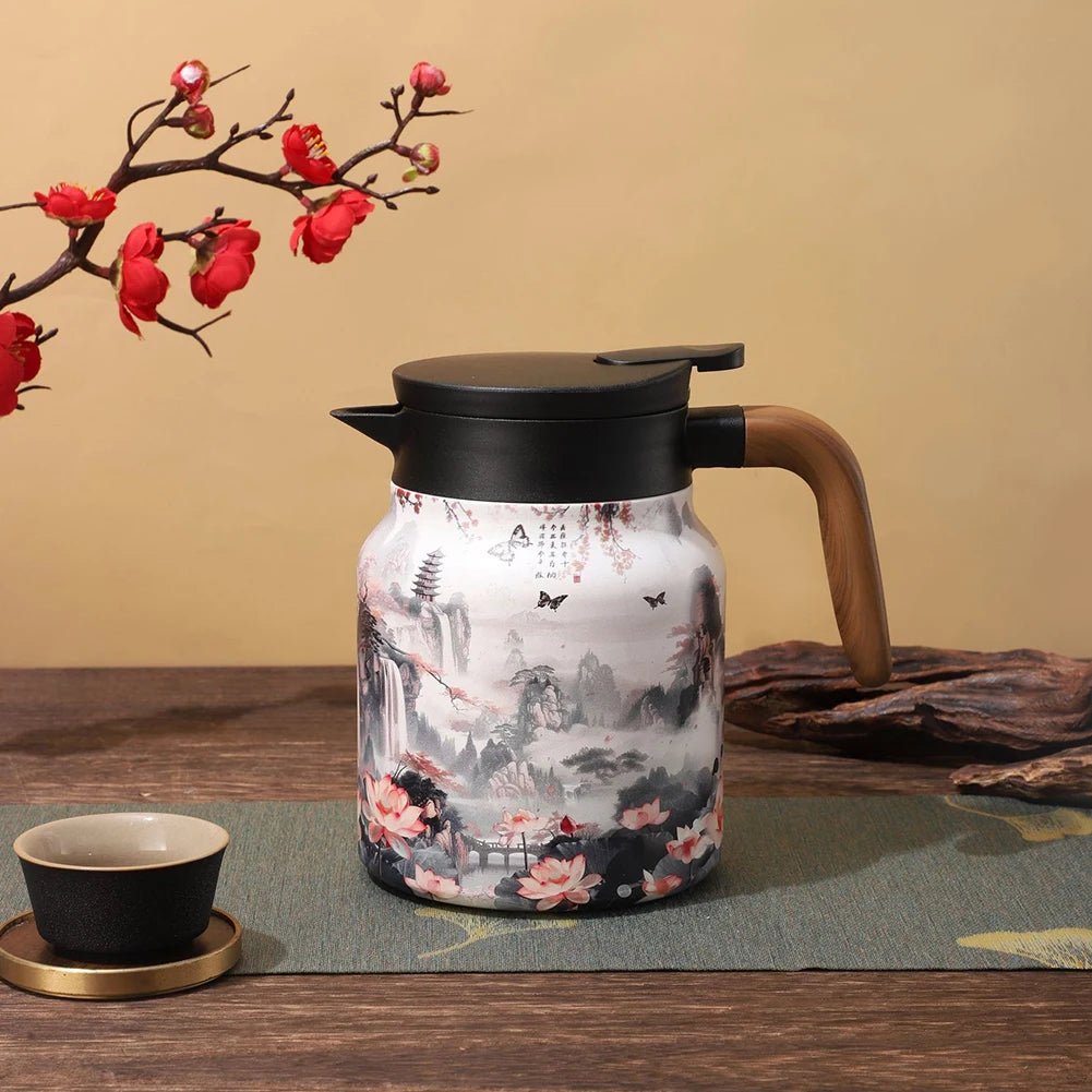 Japanese Landscape Print Vintage Thermal Coffee CarafeUtensils for Coffee