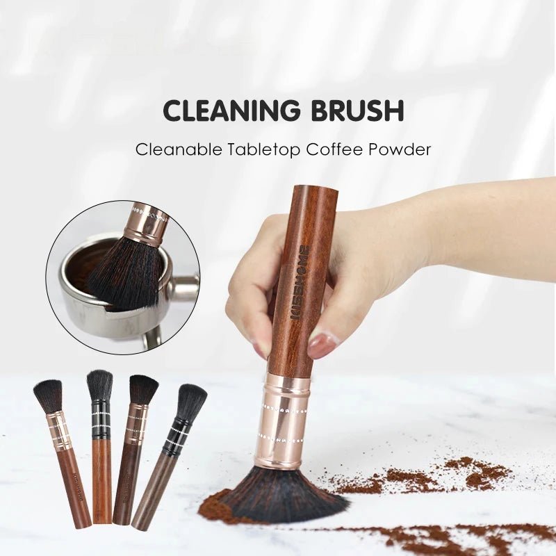 Premium Rosewood Round Barista BrushUtensils for Coffee
