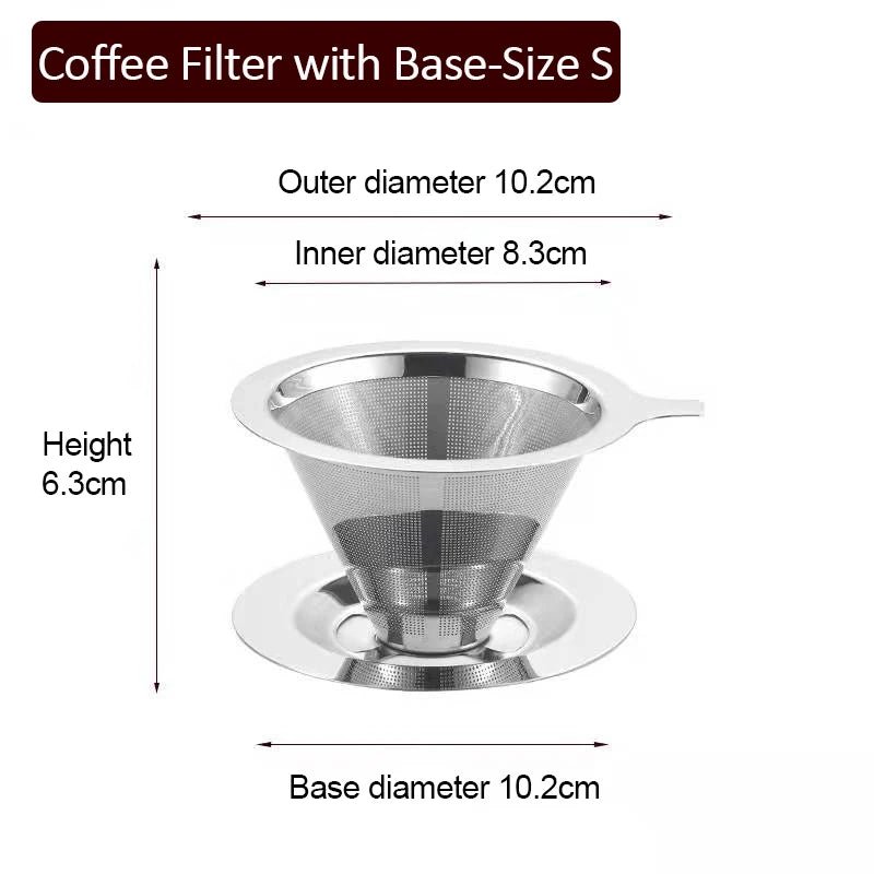 Reusable Stainless - Steel Coffee Filter With BaseUtensils for Coffee