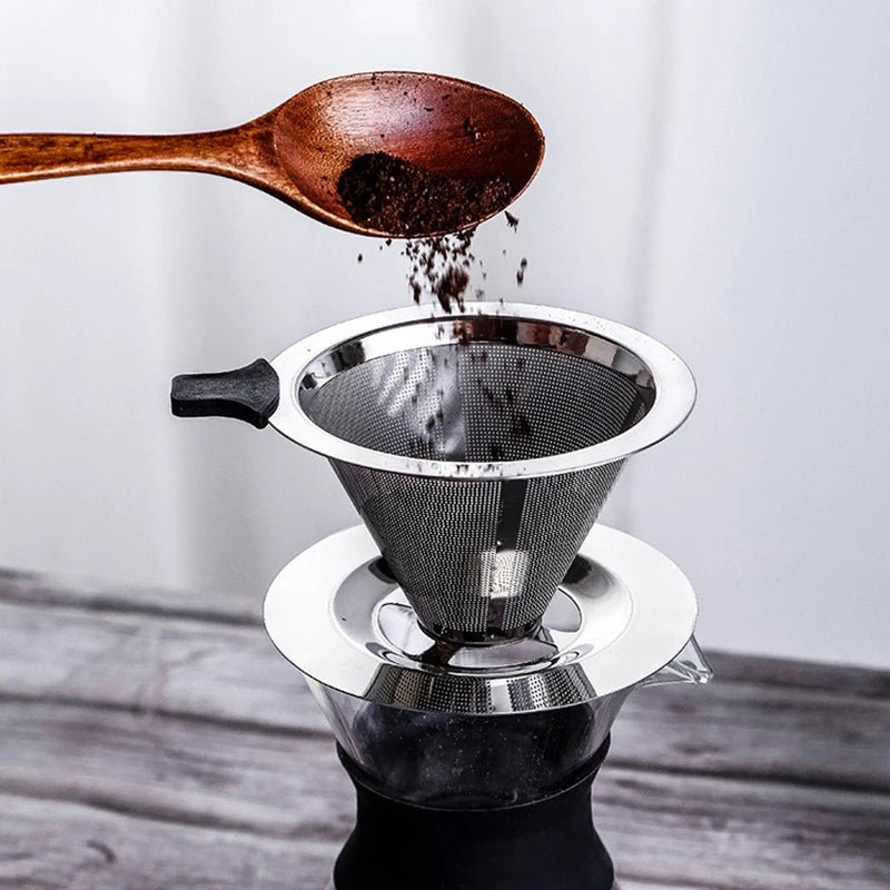 Reusable Stainless - Steel Coffee Filter With BaseUtensils for Coffee