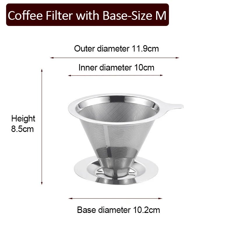 Reusable Stainless - Steel Coffee Filter With BaseUtensils for Coffee