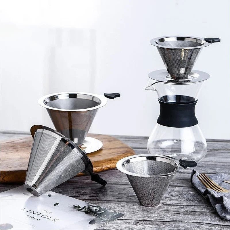 Reusable Stainless - Steel Coffee Filter With BaseUtensils for Coffee