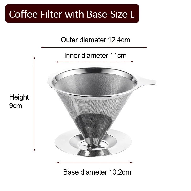 Reusable Stainless - Steel Coffee Filter With BaseUtensils for Coffee