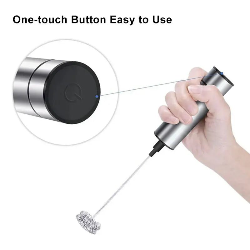 Sleek Steel Color Handheld Milk FrotherUtensils for Coffee