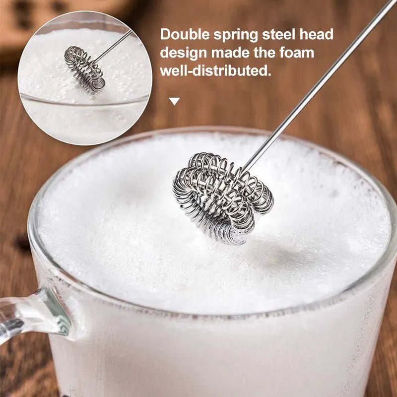 Sleek Steel Color Handheld Milk FrotherUtensils for Coffee