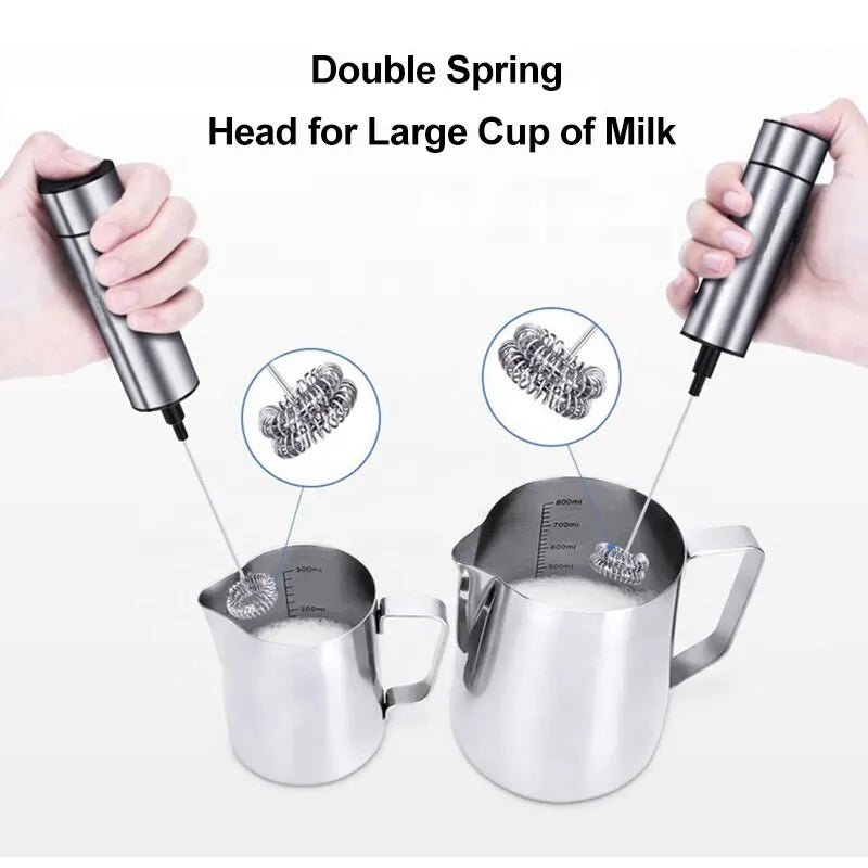 Sleek Steel Color Handheld Milk FrotherUtensils for Coffee