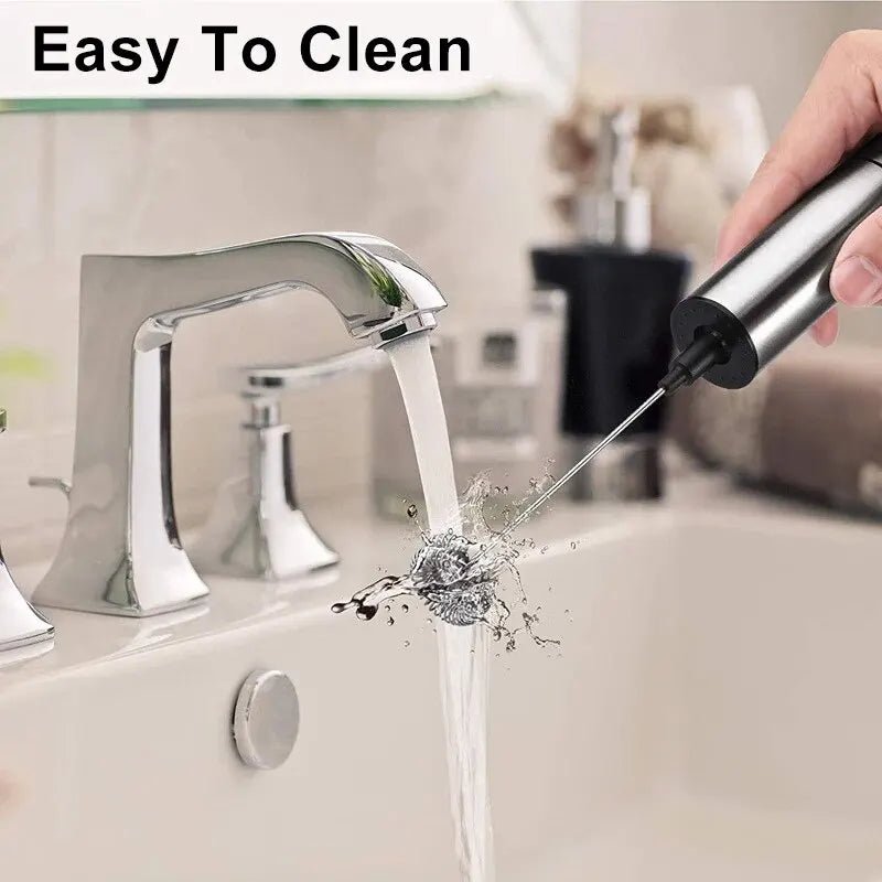 Sleek Steel Color Handheld Milk FrotherUtensils for Coffee