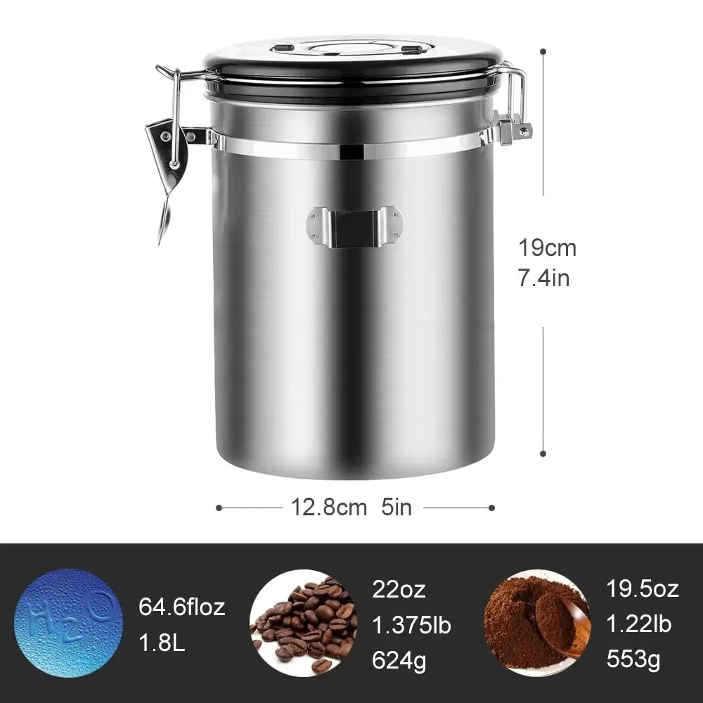 Stainless Steel Coffee Bean Storage Container (2 Sizes)Utensils for Coffee
