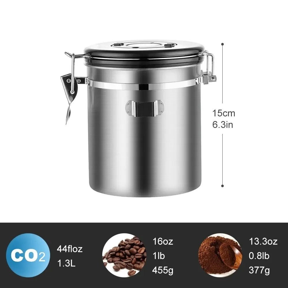 Stainless Steel Coffee Bean Storage Container (2 Sizes)Utensils for Coffee