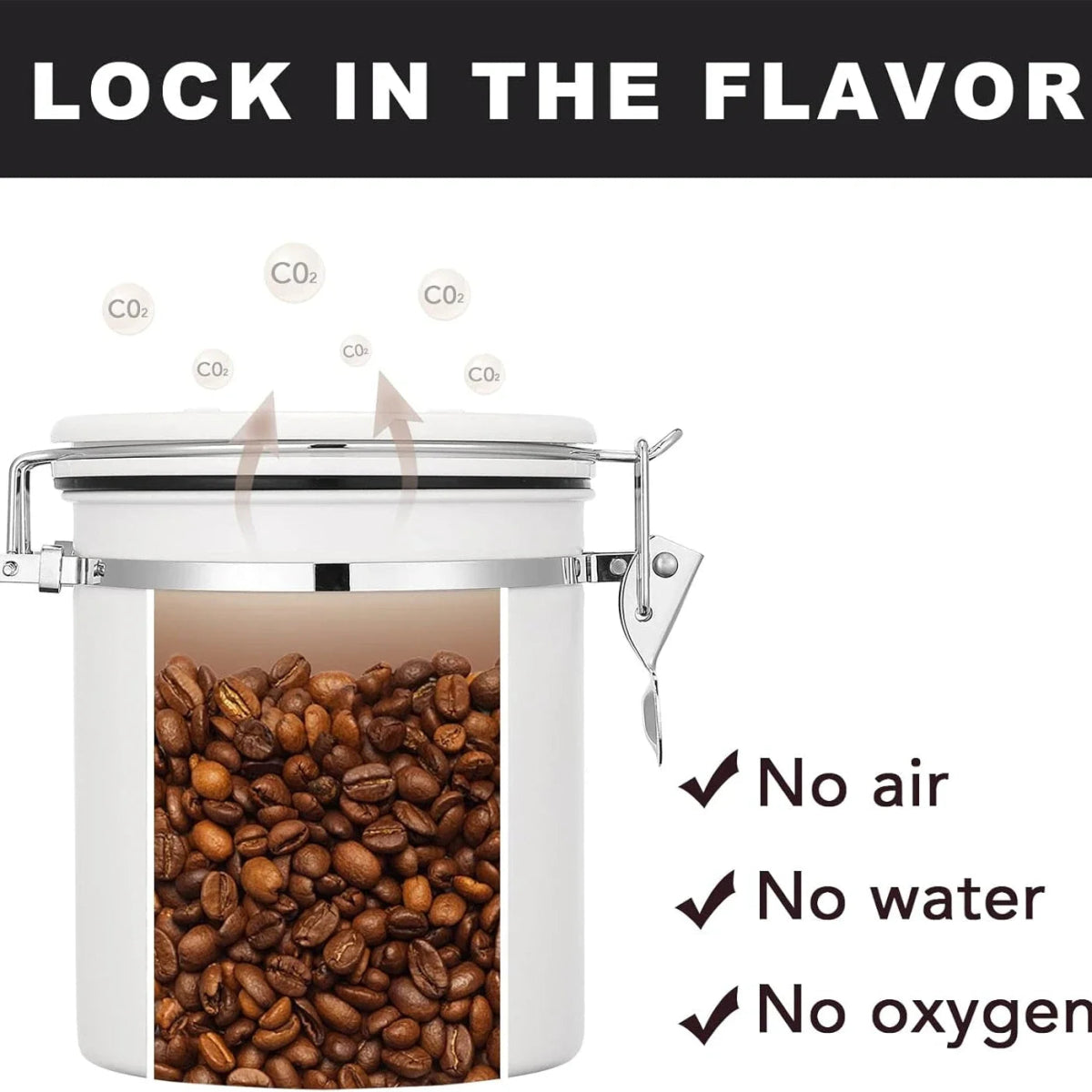 White Coffee Bean Storage Container with Scoop (3 Sizes)Utensils for Coffee