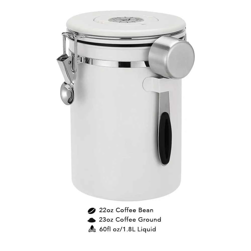 White Coffee Bean Storage Container with Scoop (3 Sizes)Utensils for Coffee
