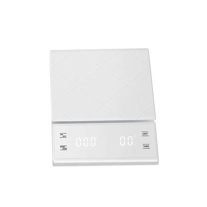White digital kitchen scale on a white background