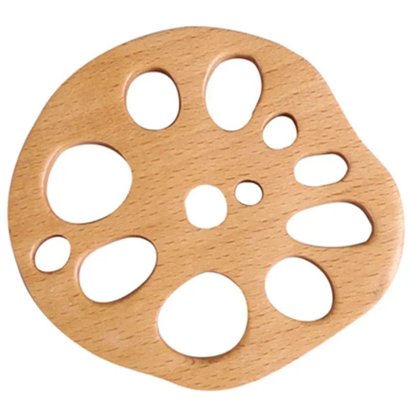Wooden coaster with circular design on a white background