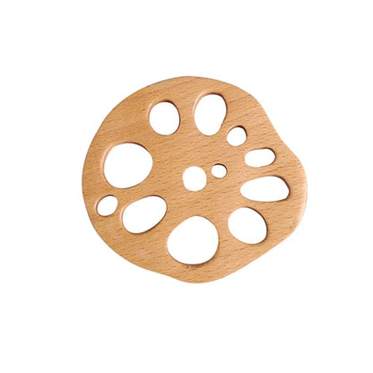 Wooden coaster with circular design on a white background