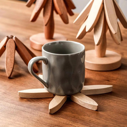 4 - Pack Handcrafted Walnut Wood Coffee CoastersUtensils for Coffee