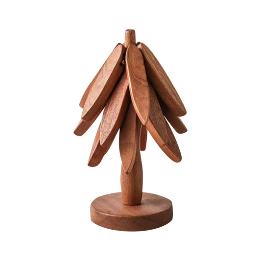 4 - Pack Handcrafted Walnut Wood Coffee CoastersUtensils for Coffee