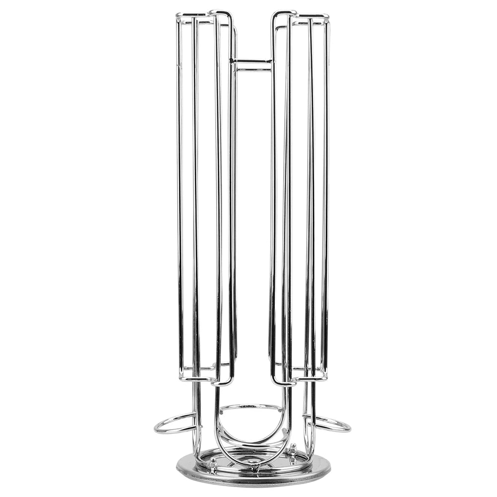 silvery metal coffee pot rack on a white background