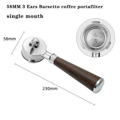 Ebony - 58mm Single Spout Coffee Portafilter with 3 Ears