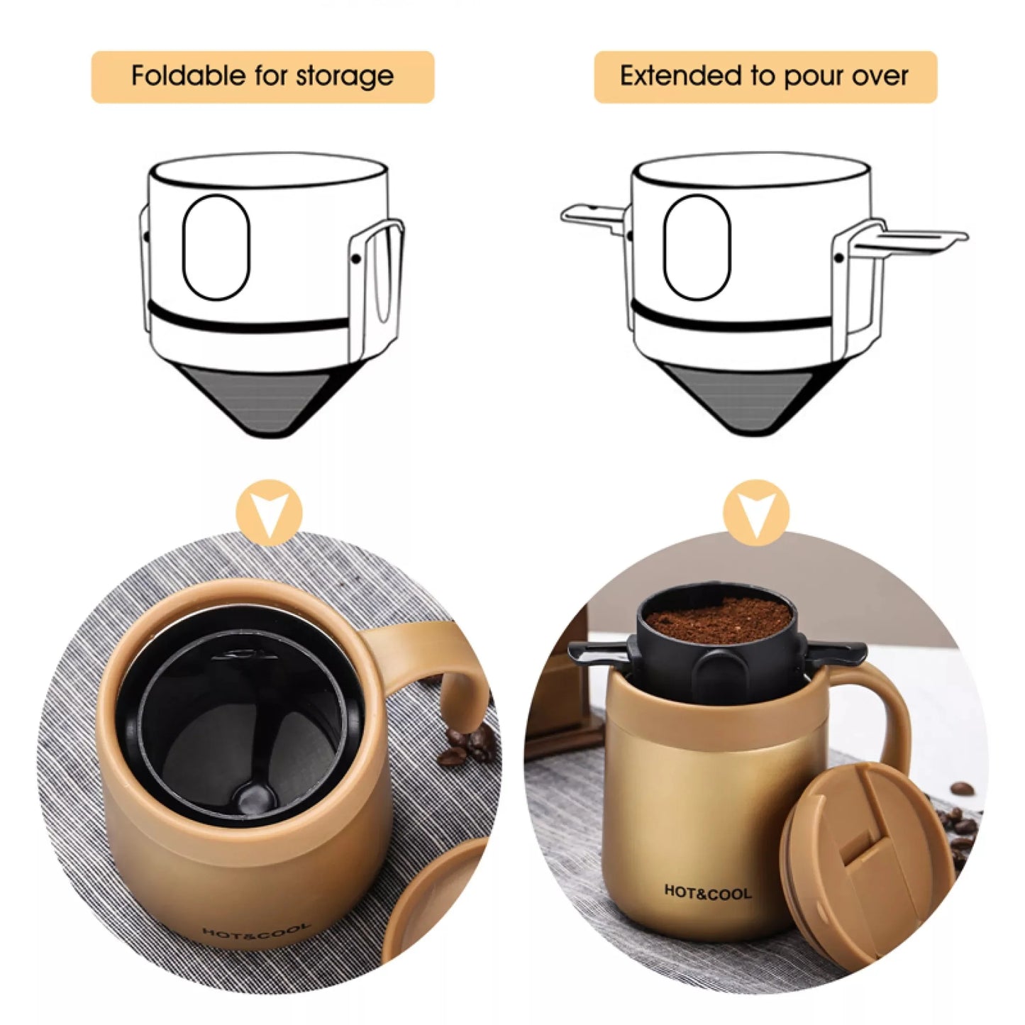 White Portable Coffee Filter