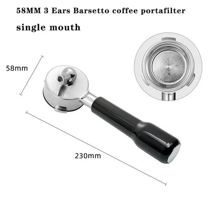 Black - 58mm Single Spout Coffee Portafilter with 3 Ears